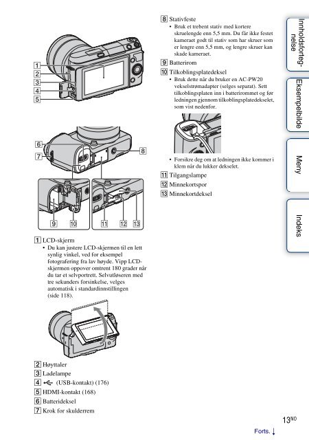 Sony NEX-F3D - NEX-F3D Consignes d&rsquo;utilisation Norv&eacute;gien