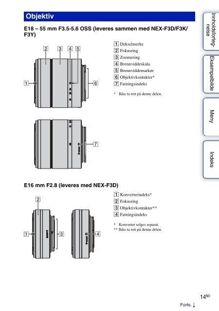 Sony NEX-F3D - NEX-F3D Consignes d&rsquo;utilisation Norv&eacute;gien