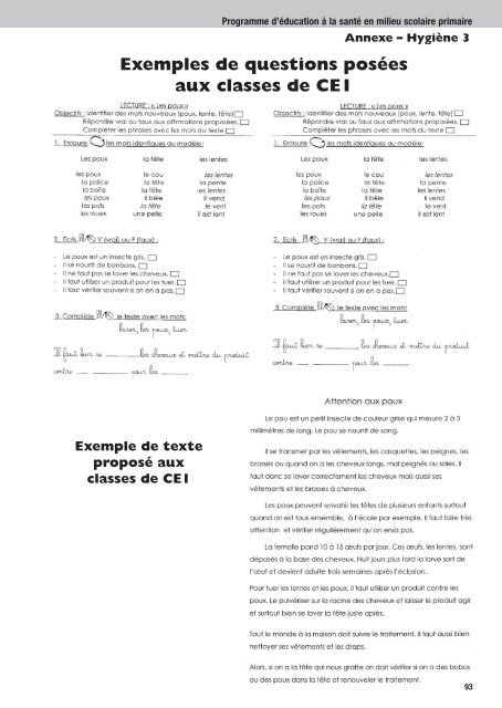 Programme d'éducation à la santé scolaire 2007