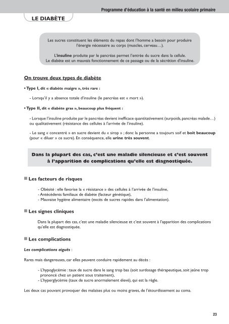 Programme d'éducation à la santé scolaire 2007