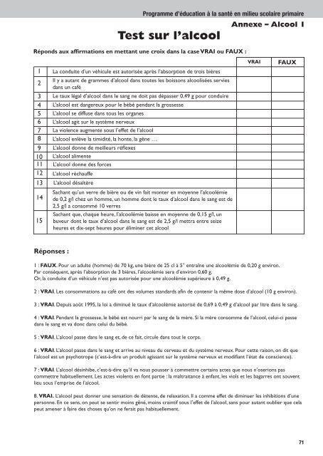 Programme d'éducation à la santé scolaire 2007