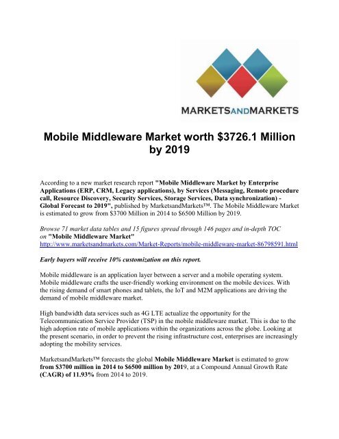 Mobile Middleware Market worth $3726.1 Million by 2019