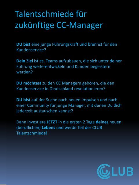 CLUB Talentschmiede