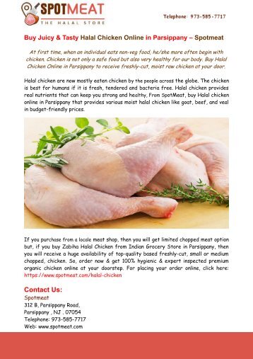 Buy Juicy & Tasty Halal Chicken Online in Parsippany – Spotmeat