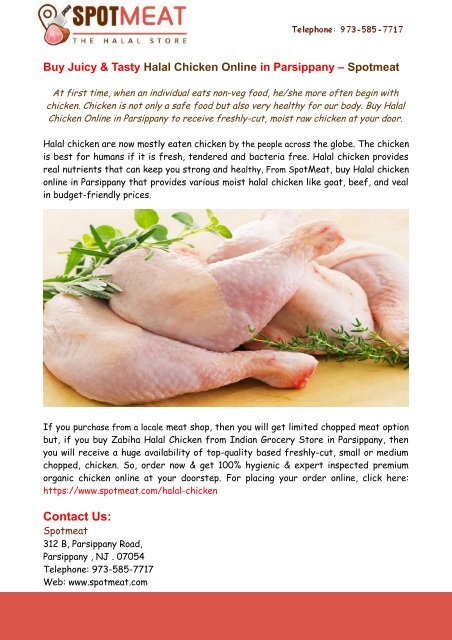 Buy Juicy &amp; Tasty Halal Chicken Online in Parsippany – Spotmeat