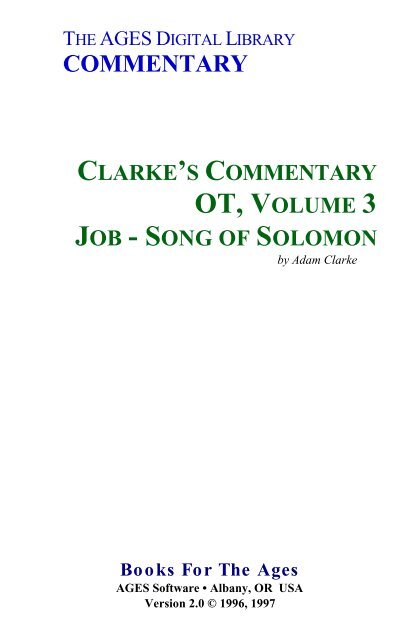 Adam Clarke - Poéticos Jó a Cantares de Salomão