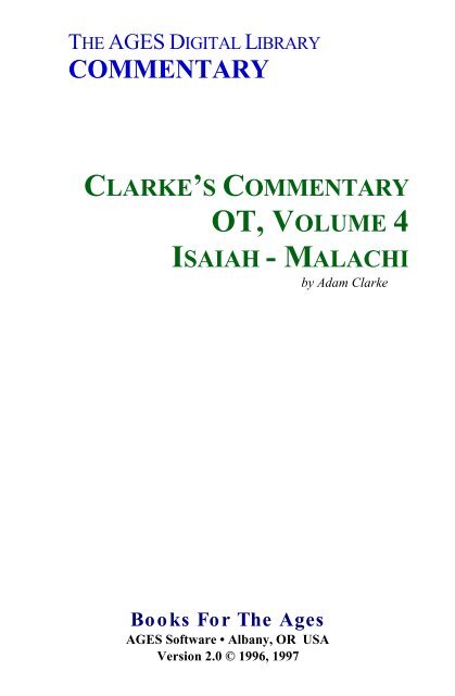 Adam Clarke - Proféticos Isaías a Malaquias