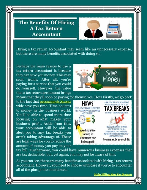 The Benefits Of Hiring A Tax Return Accountant