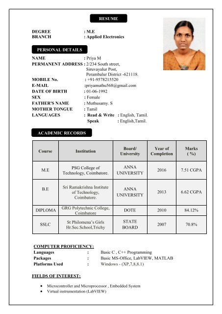 Priya Resume