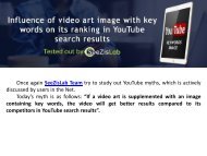 Influence of video art image with key words on its ranking in YouTube search results - SeeZisLab