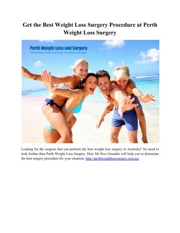 Get the Best Weight Loss Surgery Procedure at Perth Weight Loss Surgery