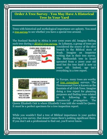 Order A Tree Survey - You May Have A Historical Tree In Your Yard