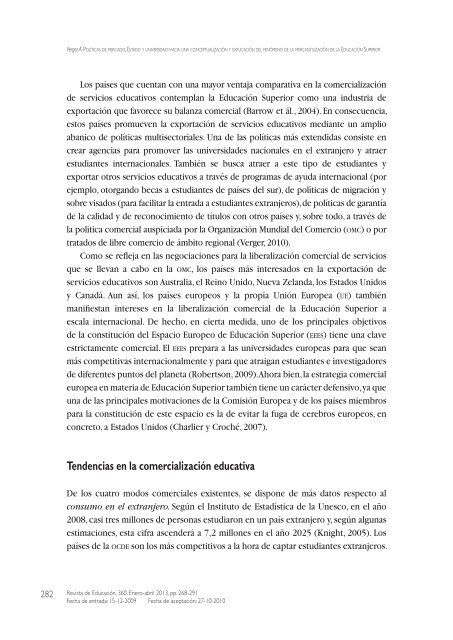 Verger, T. (2013) Mercantilizacion de la Educación superior