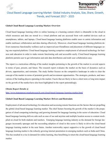 Cloud Based Language Learning Market - Global Industry Analysis, Size, Share, Growth, Trends, and Forecast 2017 - 2025