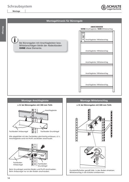 Montageanleitung Schraubsystem