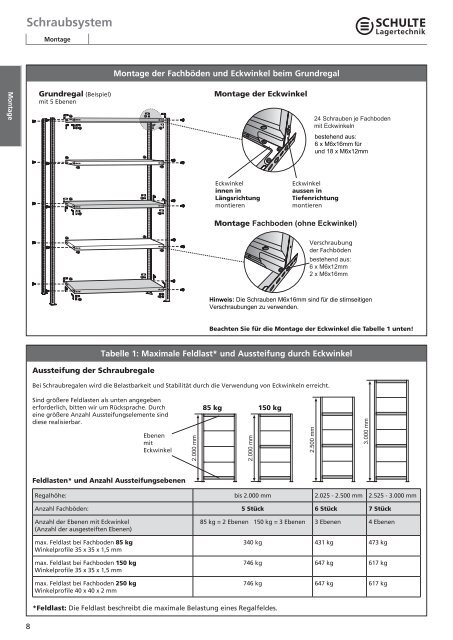 Montageanleitung Schraubsystem