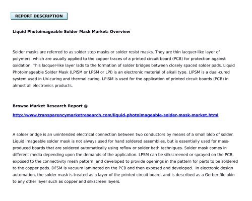 Liquid Photoimageable Solder Mask Market