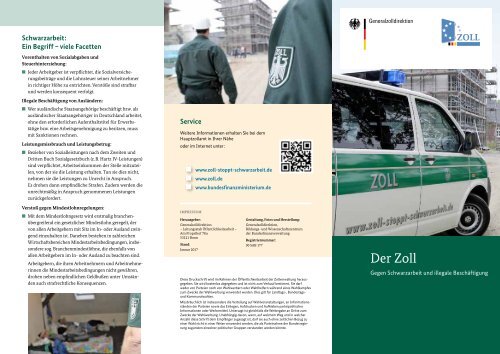 Faltblatt gegen Schwarzarbeit und illegale Beschäftigung