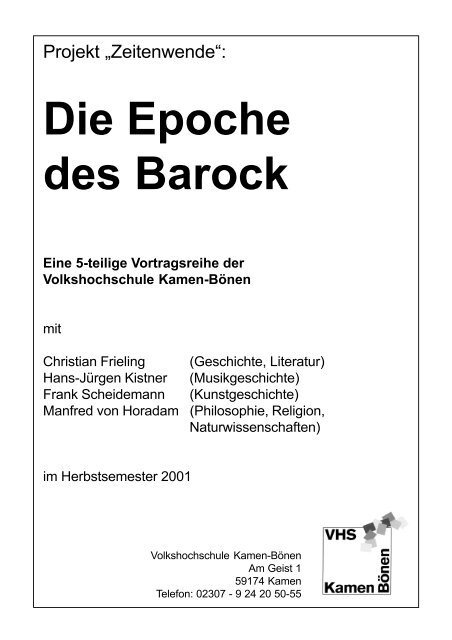 Die Epoche des Barock - VHS Kamen-Bönen