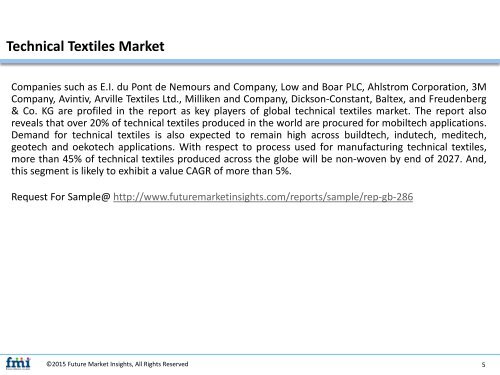 Technical Textiles Market expected to grow at a CAGR of 4.6% during 2017-2027