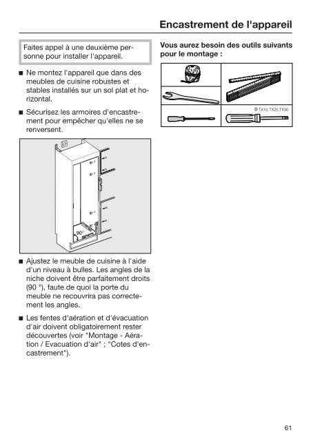 Miele KFN 37132 iD - Mode d'emploi et instructions de montage