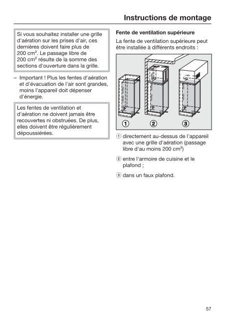 Miele KFN 37232 iD - Mode d'emploi et instructions de montage