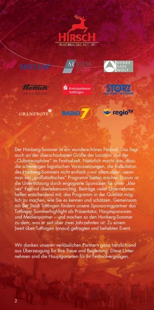 Das Programmheft zum Honberg-Sommer 2017