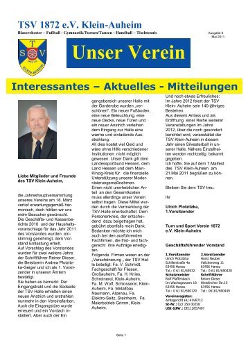Unser Verein - TSV Klein Auheim