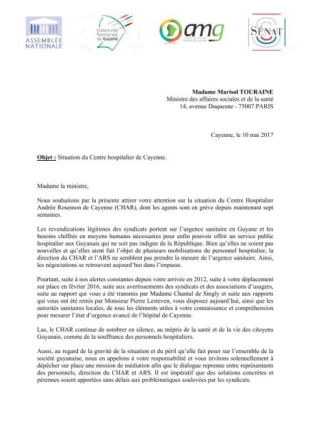 Courrier commun - demande médiation au CHAR