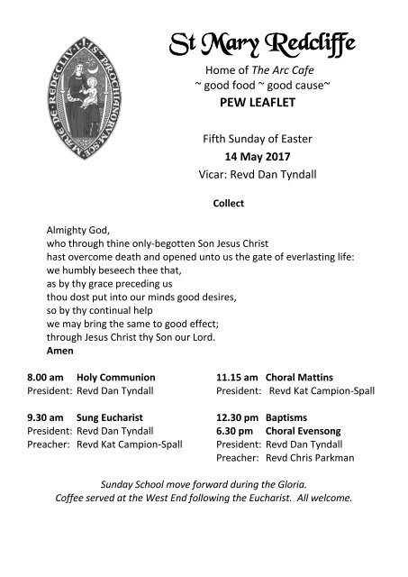 St Mary Redcliffe Pew Leaflet - May 14 2017