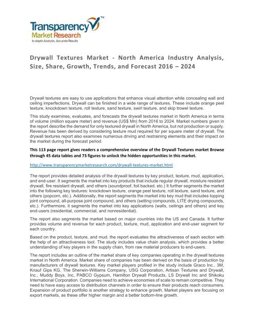 Drywall Textures Market Growth Trends Price Analysis And