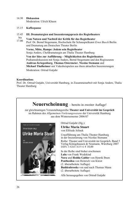 Allgemeines Vorlesungswesen - Universität Hamburg - Fachbereich ...