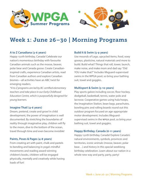 WPGA Summer Programs Brochure 2017