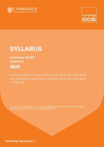 Chemistry IGCSE Syllabus