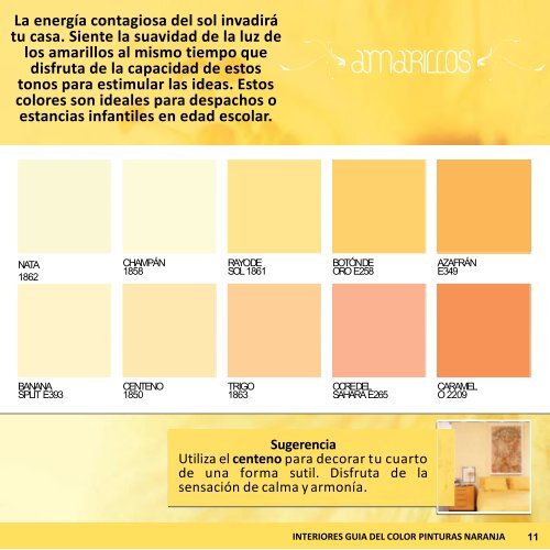 Catálogo guía del color para INTERIORES de pinturas NARANJA