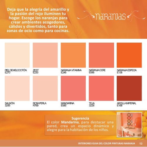 Catálogo guía del color para INTERIORES de pinturas NARANJA