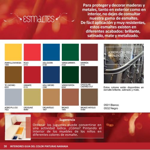 Catálogo guía del color para INTERIORES de pinturas NARANJA