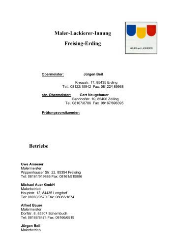 Maler-Lackierer-Innung Freising-Erding Betriebe - Maler und ...