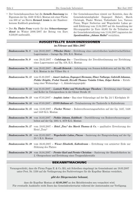 Informationsblatt Nr. 3/07