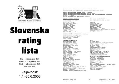 SLO rating lista (Acrobat - PDF) - Šahovska zveza Slovenije