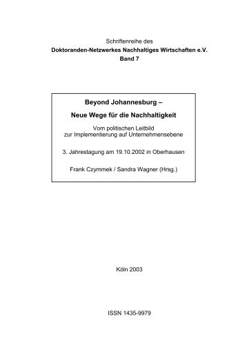 Beyond Johannesburg – Neue Wege für die Nachhaltigkeit