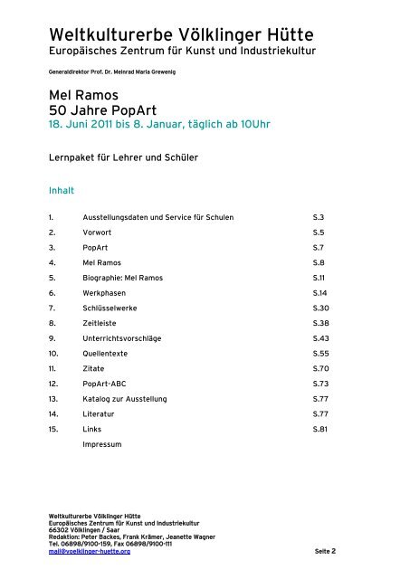 Lernpaket Mel Ramos - Völklinger Hütte