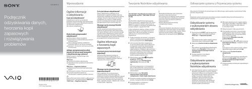 Sony VPCSE2K9E - VPCSE2K9E Guide de d&eacute;pannage Polonais