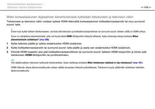 Sony VPCSE2K9E - VPCSE2K9E Consignes d&rsquo;utilisation Finlandais