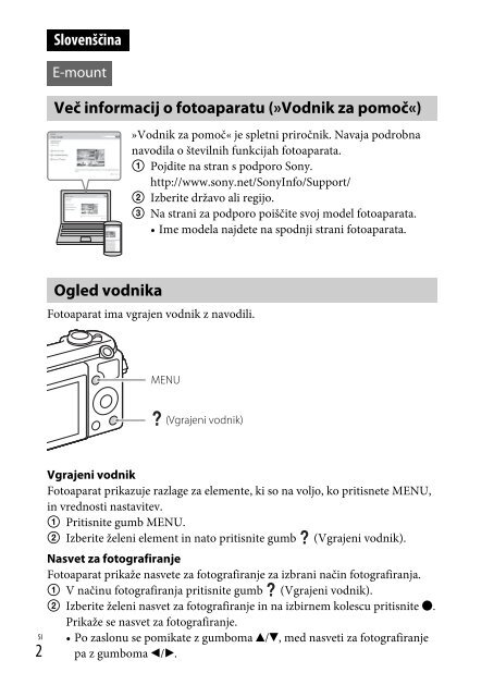 Sony ILCE-5000 - ILCE-5000  Slov&eacute;nien