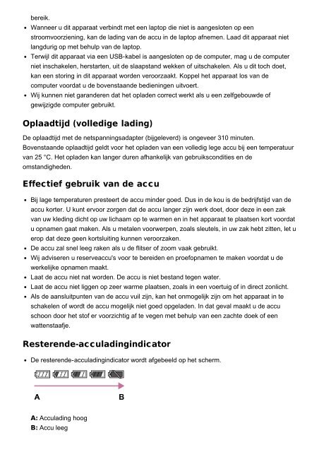 Sony ILCE-5000 - ILCE-5000 Manuel d'aide (version imprimable) N&eacute;erlandais