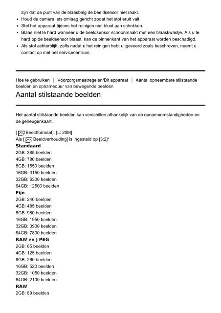 Sony ILCE-5000 - ILCE-5000 Manuel d'aide (version imprimable) N&eacute;erlandais