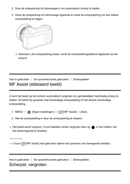 Sony ILCE-5000 - ILCE-5000 Manuel d'aide (version imprimable) N&eacute;erlandais