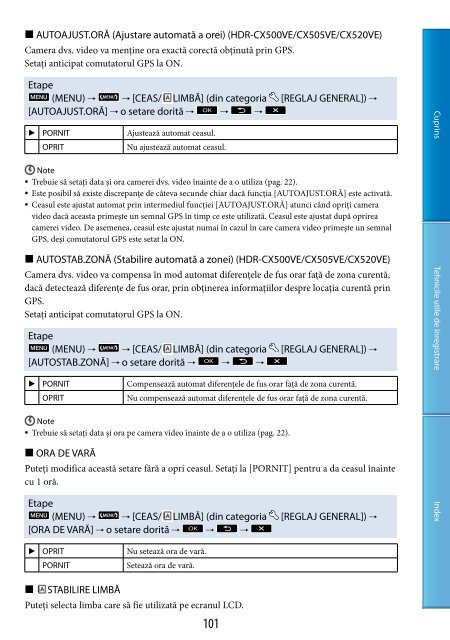 Sony HDR-CX500E - HDR-CX500E Consignes d&rsquo;utilisation Roumain