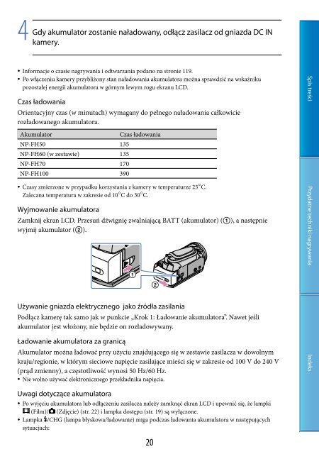 Sony HDR-CX500E - HDR-CX500E Consignes d&rsquo;utilisation Polonais